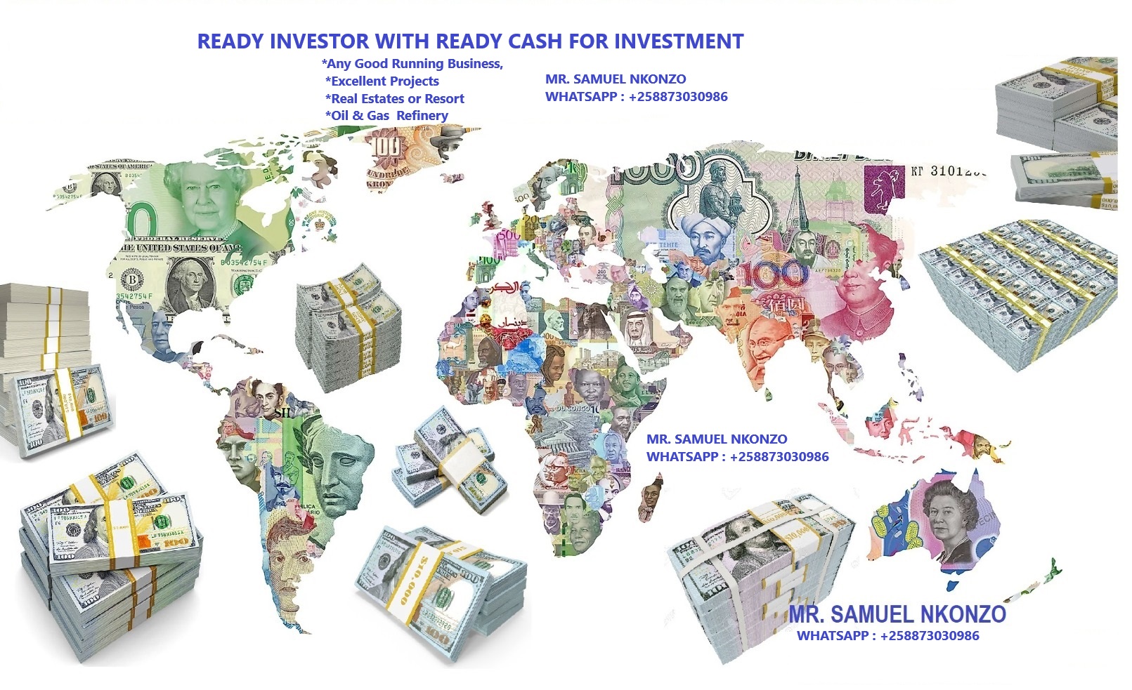 I HAVE A READY INVESTOR WITH READY CASH TO INVEST.